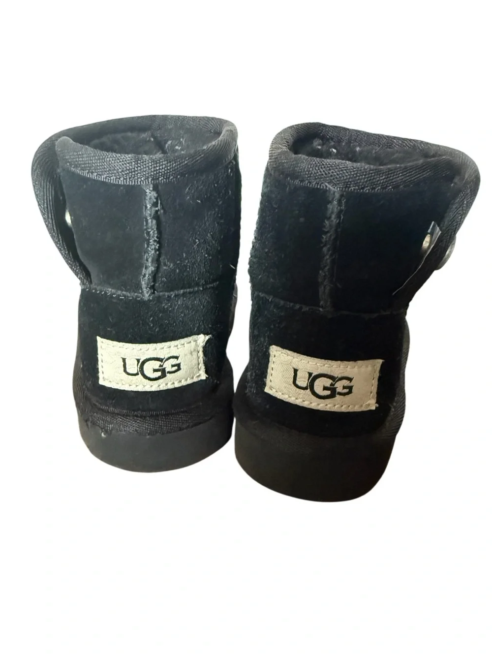 UGG Kids Jon’s Short Plush Boot - Black Suede-Size 8